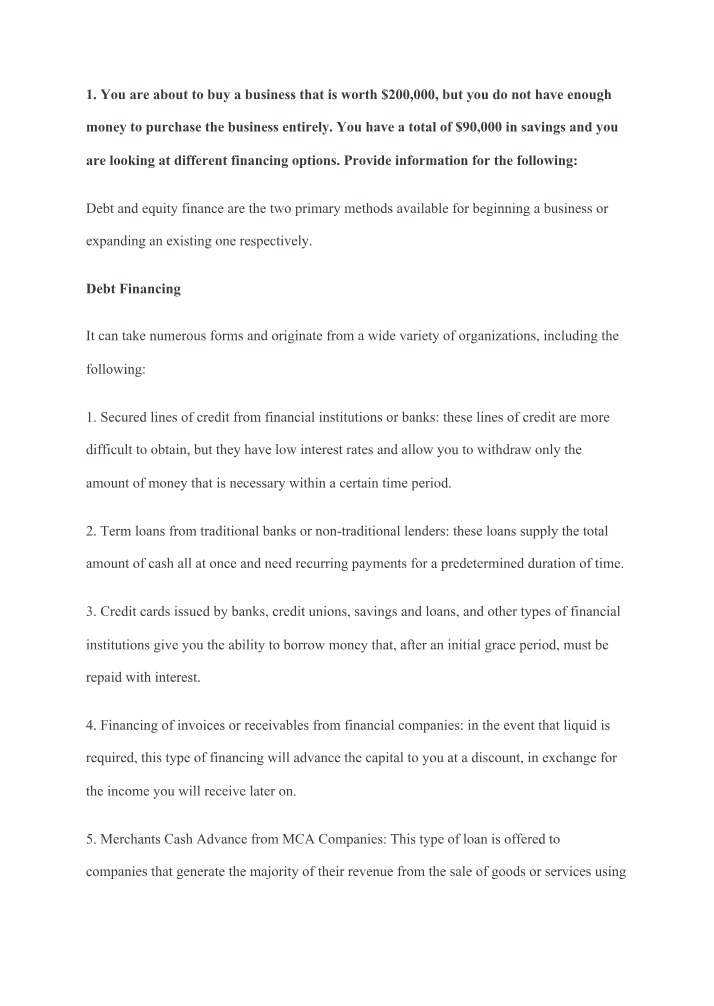 Debt and Equity Financing - Options and Advantages
