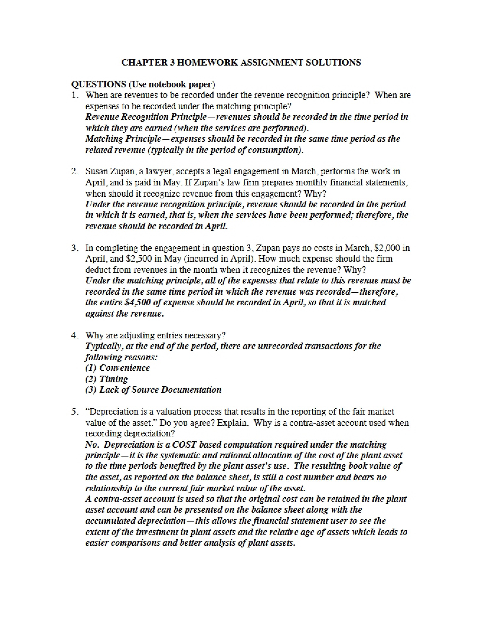 Solutions to Chapter Three Homework