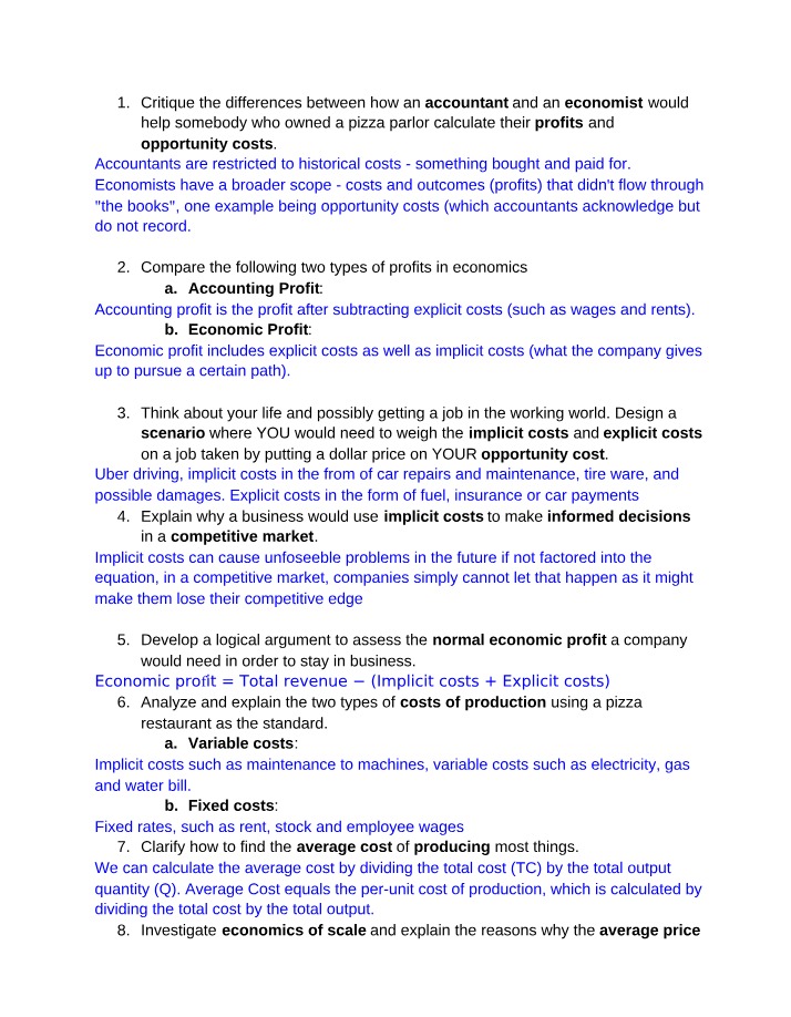 Differences Between Economists and Accountants