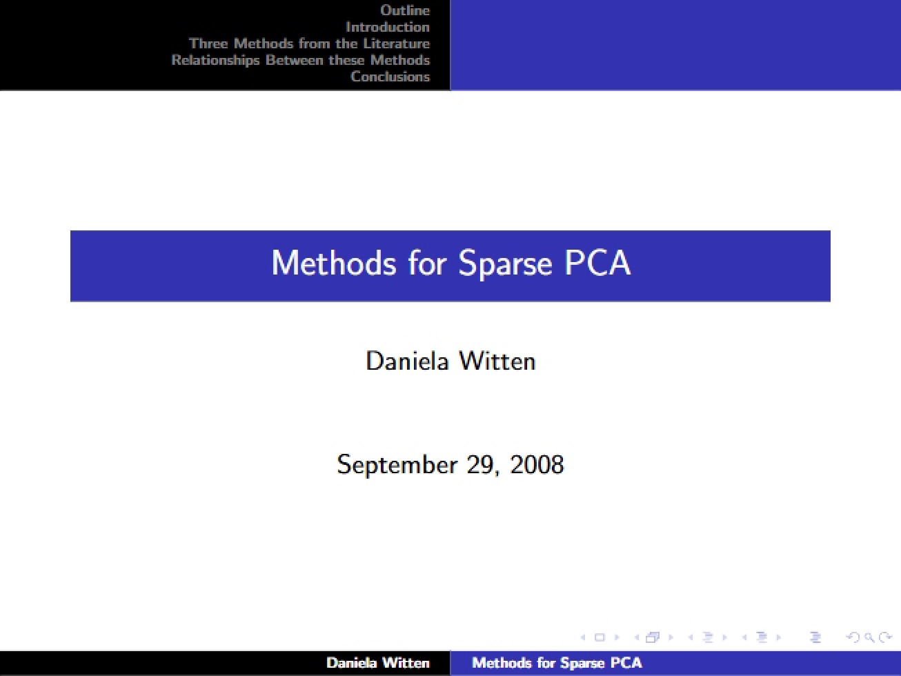Overview of Sparse PCA Methods