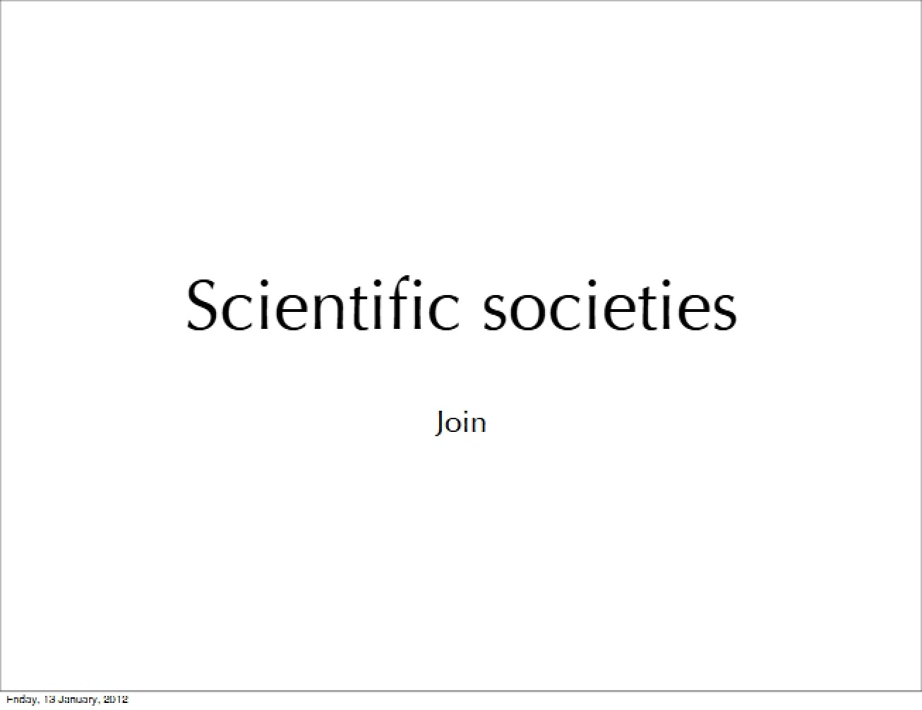 Overview of Scientific Societies