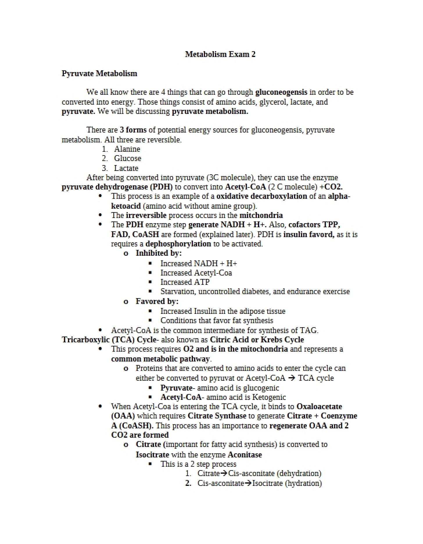 Second Test for Metabolism