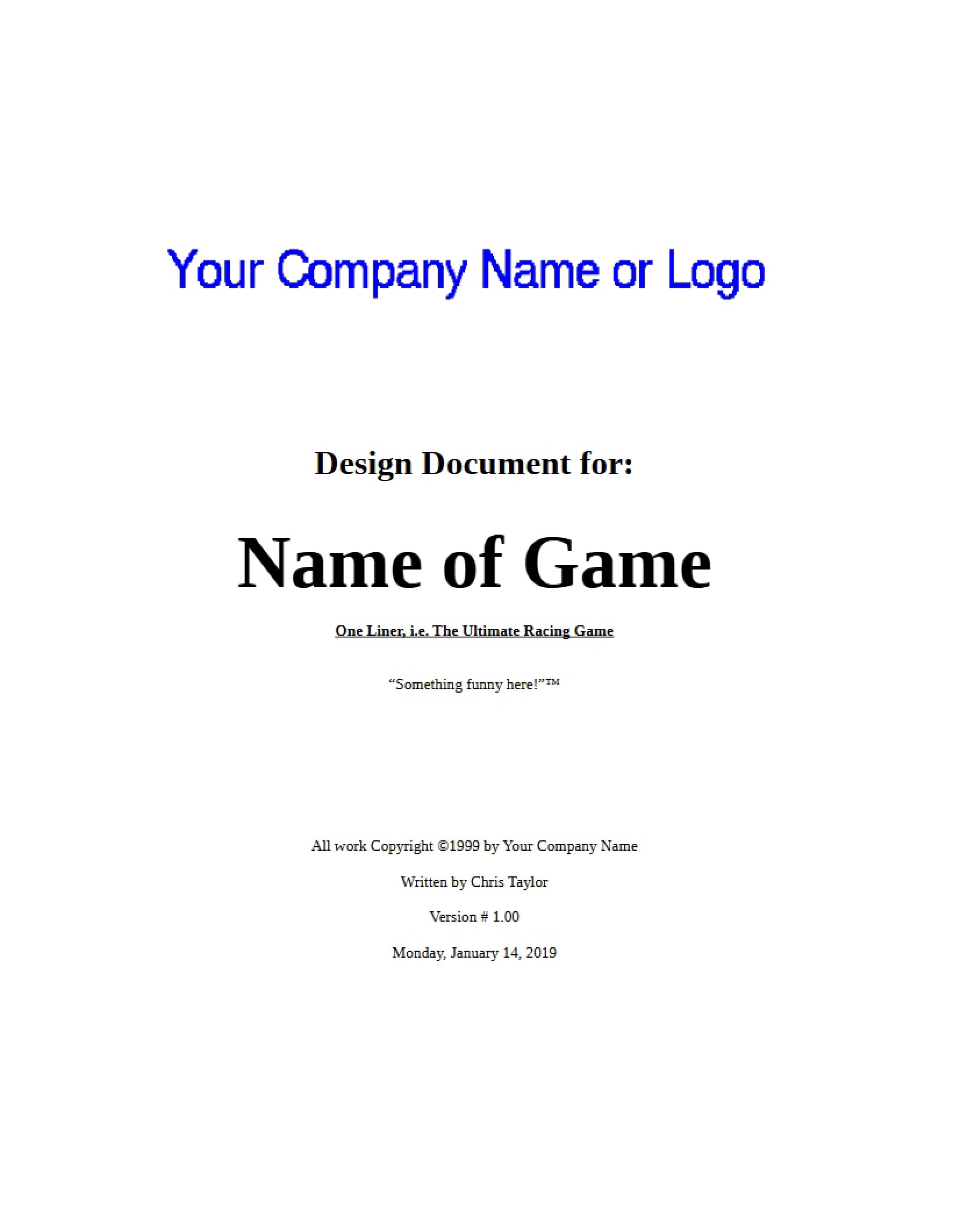Template for Design Documents