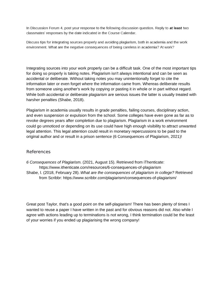 Avoiding Plagiarism in Academia and the Workplace - Tips
