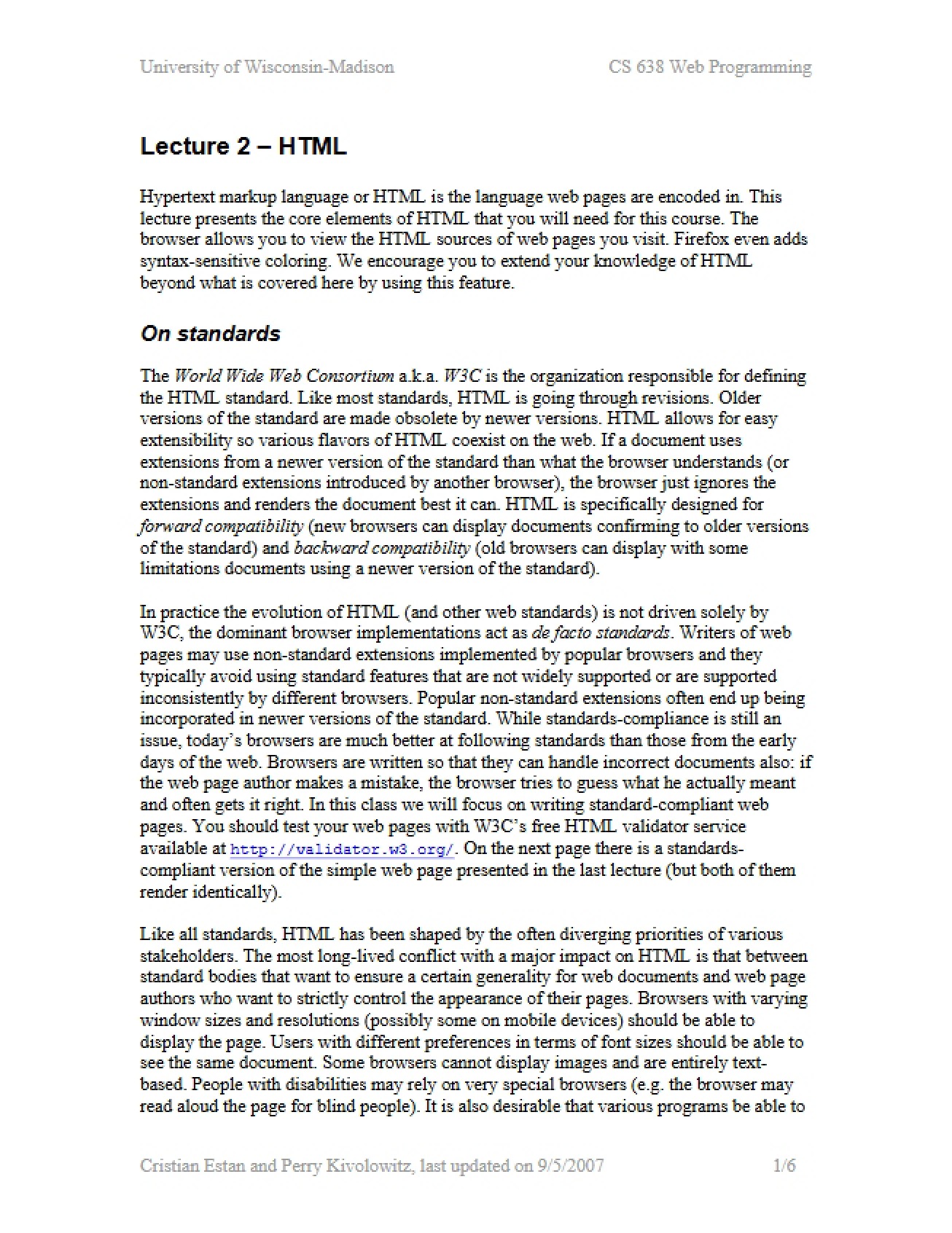 HTML Notes (Lecture 2)