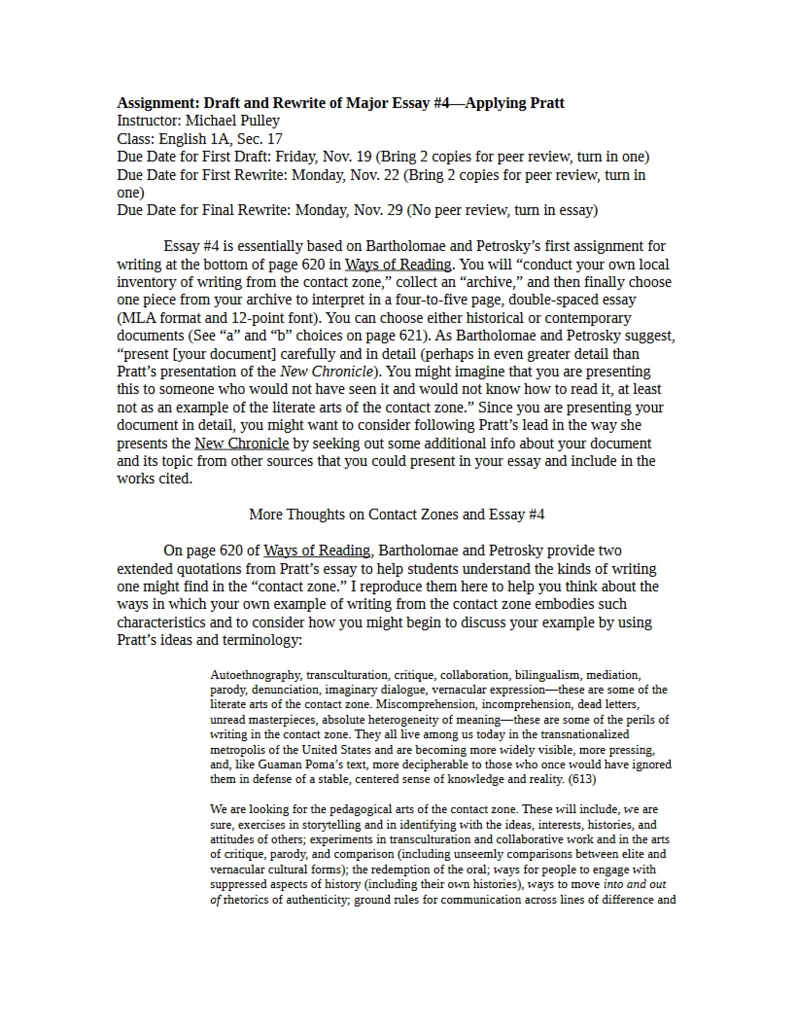 Major Essay Rewrite and Draft