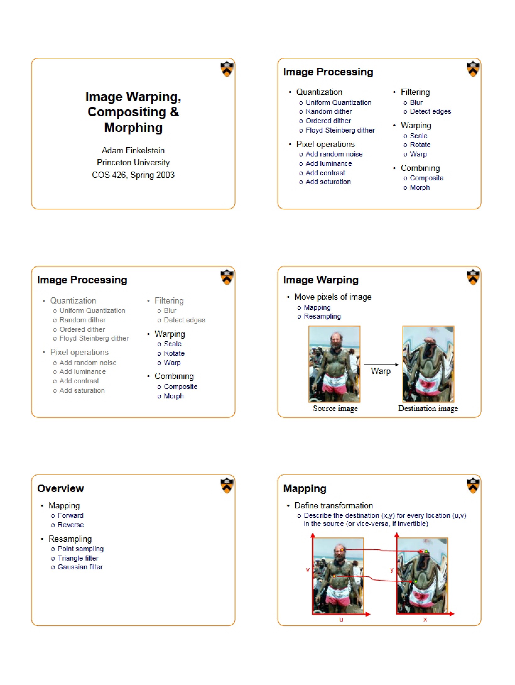 Morphing, Compositing, and Warping Images