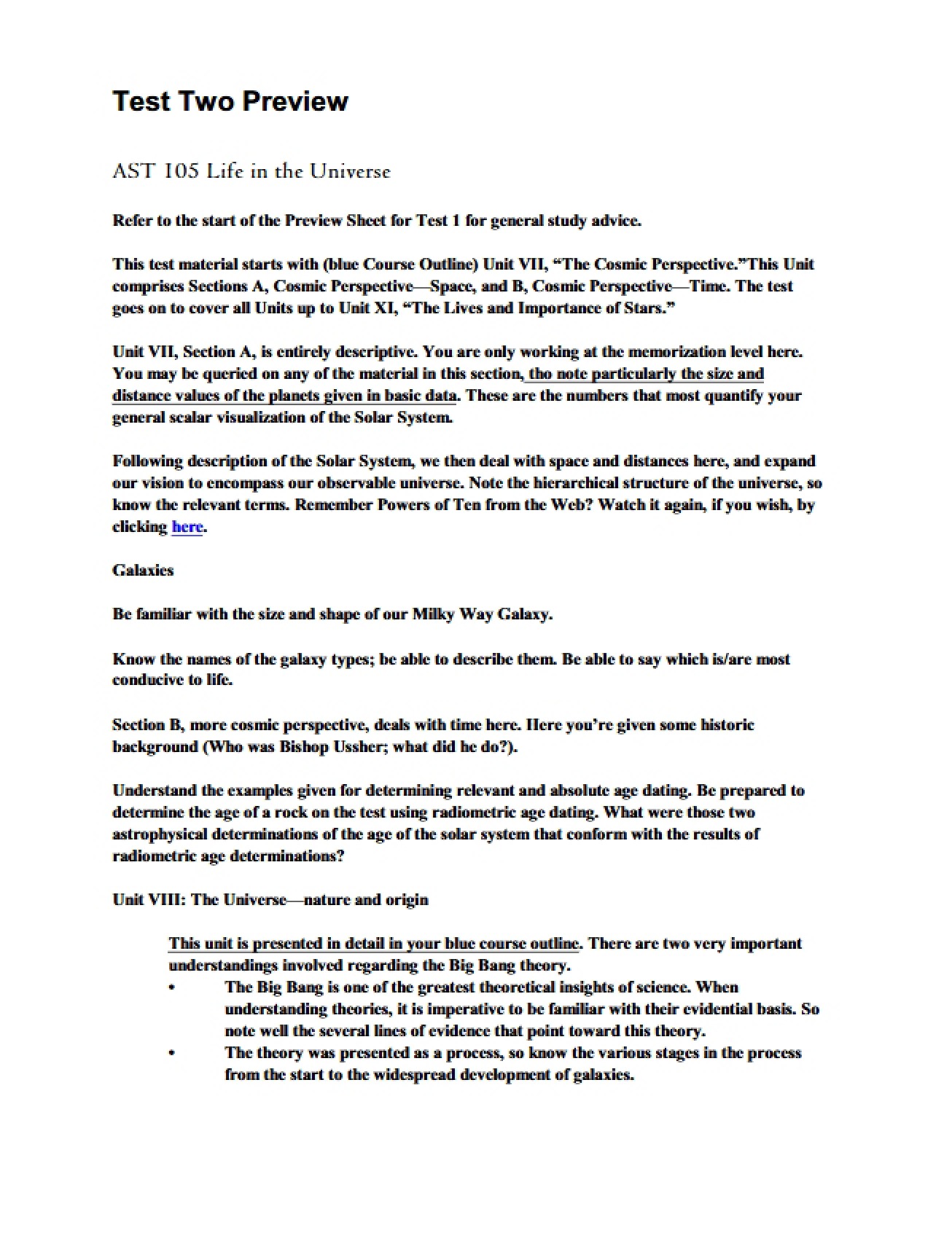 Preview of the Second Test in Life in the Universe