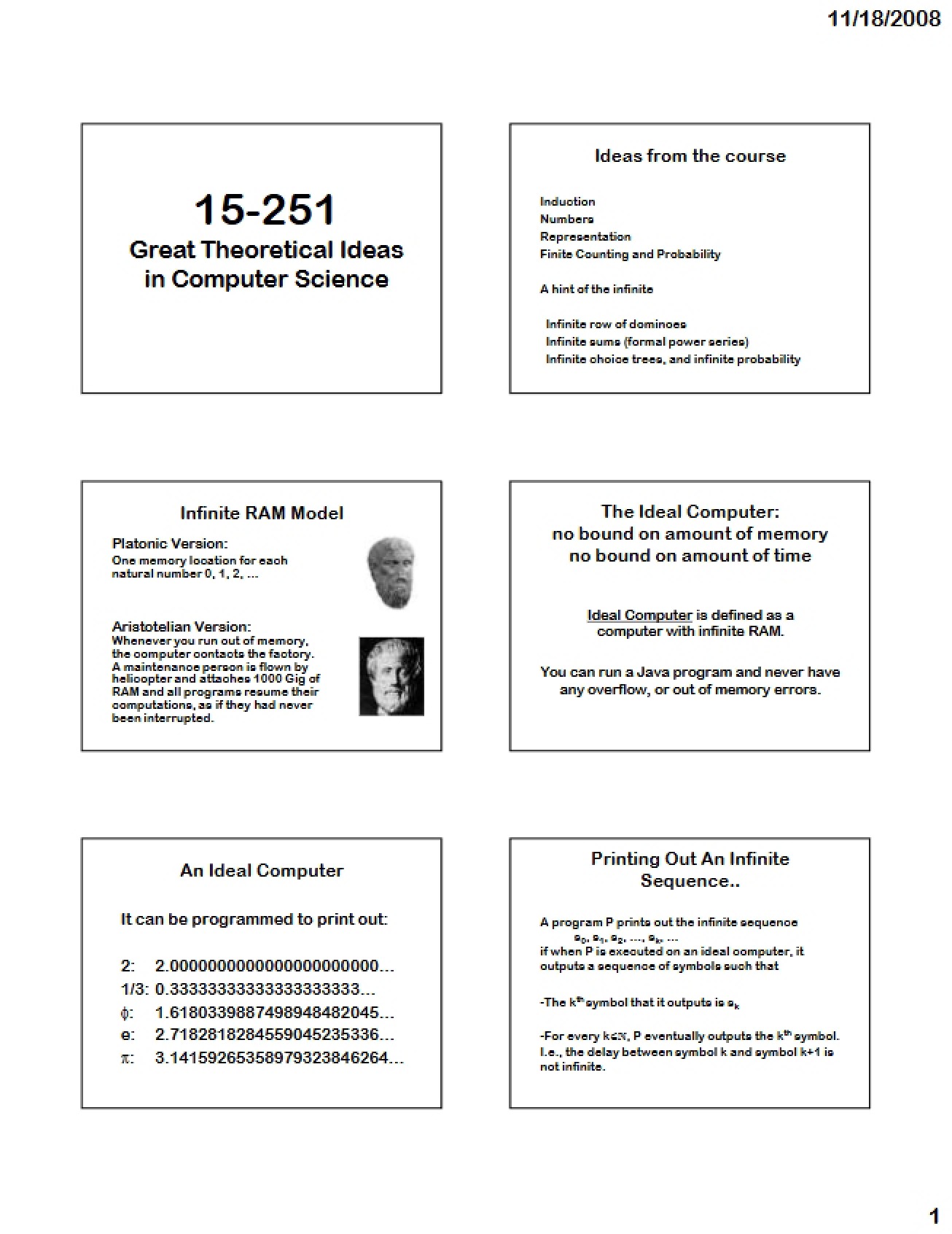 Sixty-Seventh Lecture on Great Theoretical Ideas