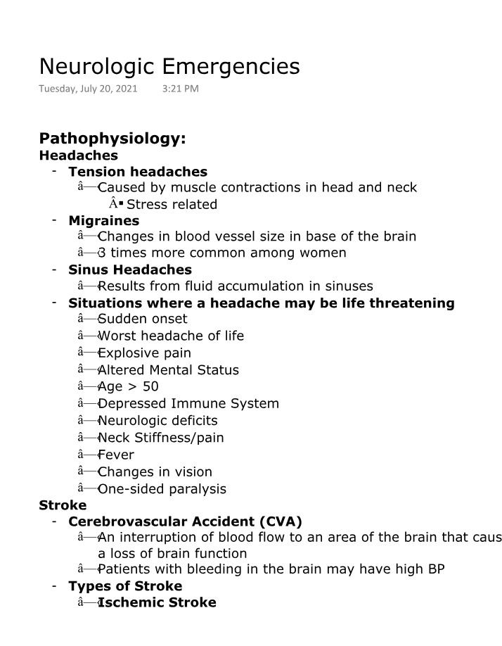 Neurologic Emergencies - Seizures, Strokes, and Headaches