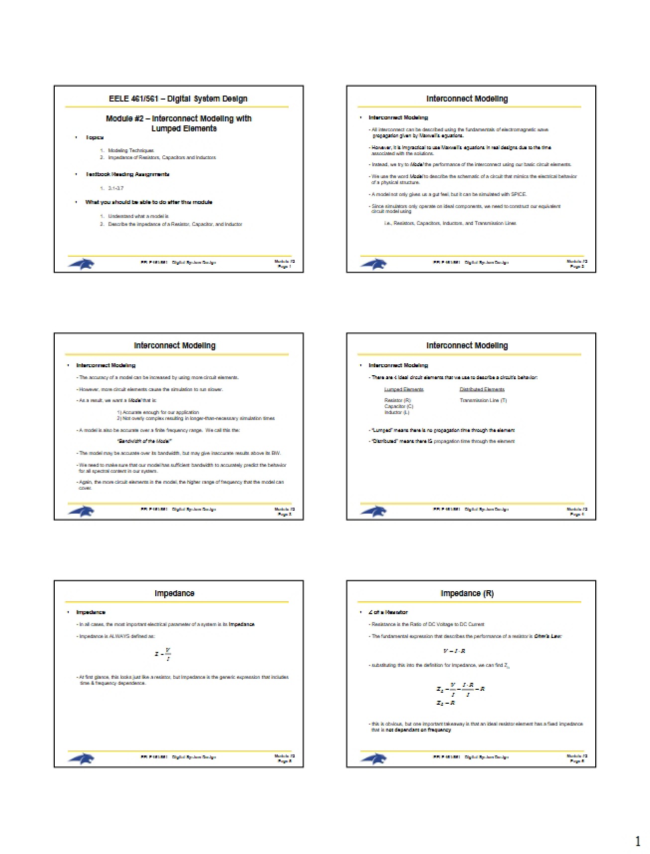 Lumped Elements Interconnect Modeling