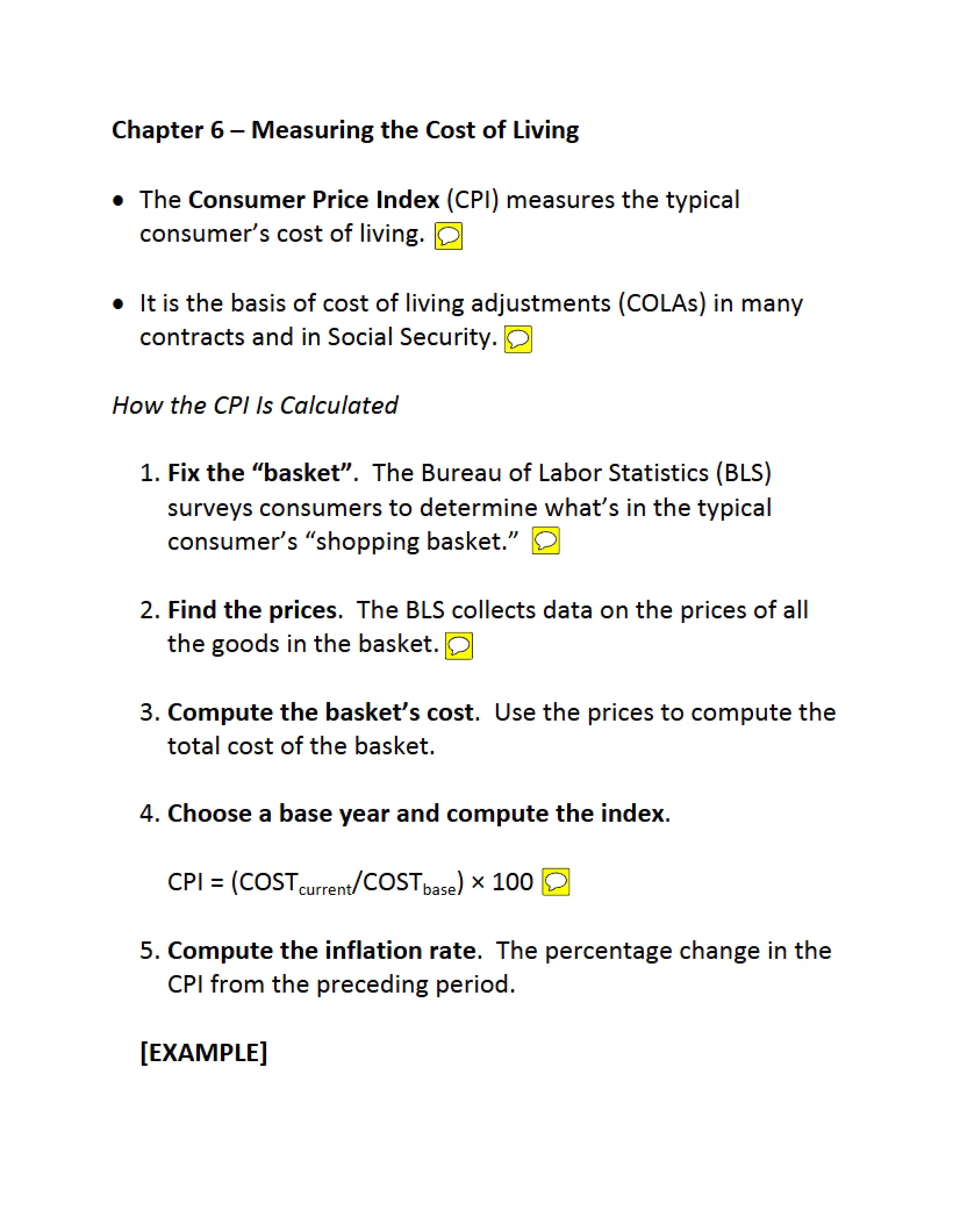 Cost of Living Measurements (Chapter 6)
