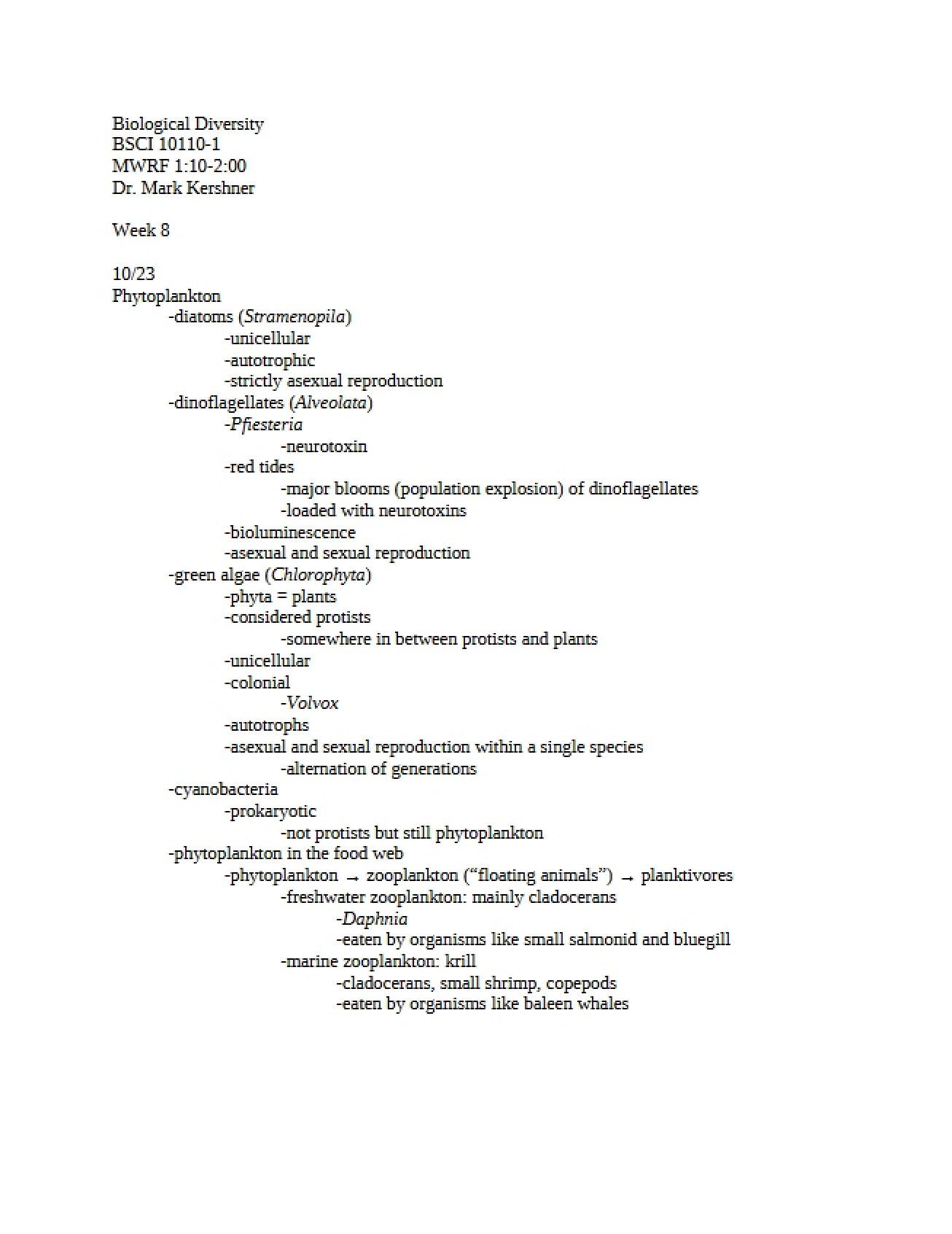 Phytoplankton Overview