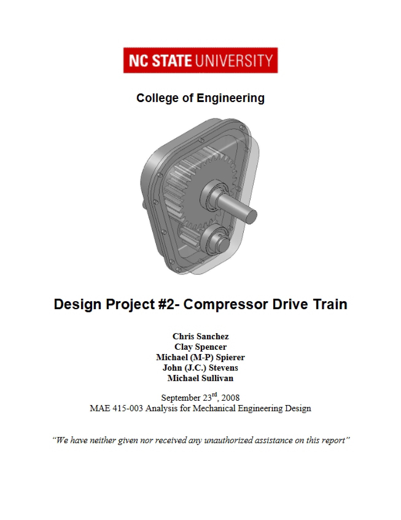 Drive Train for Compressor