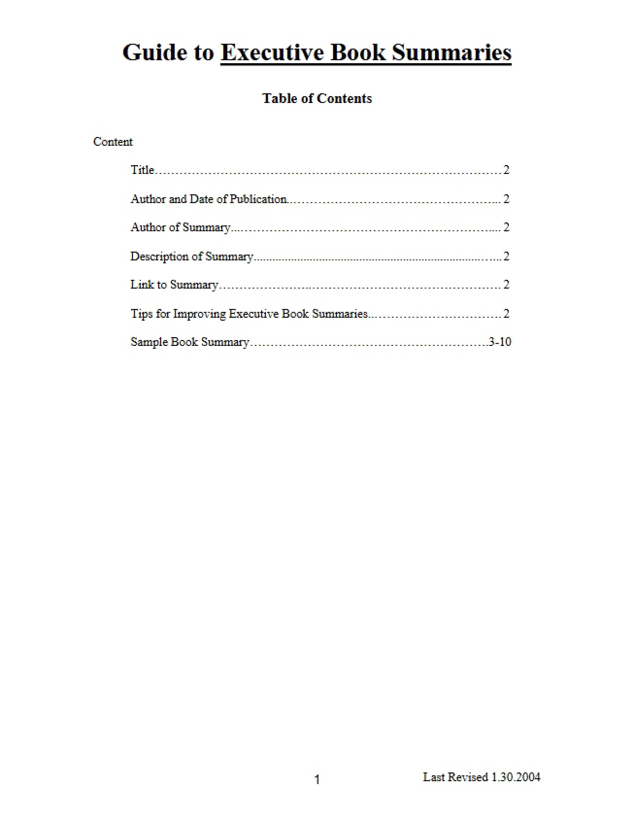 Executive Book Summaries Guide