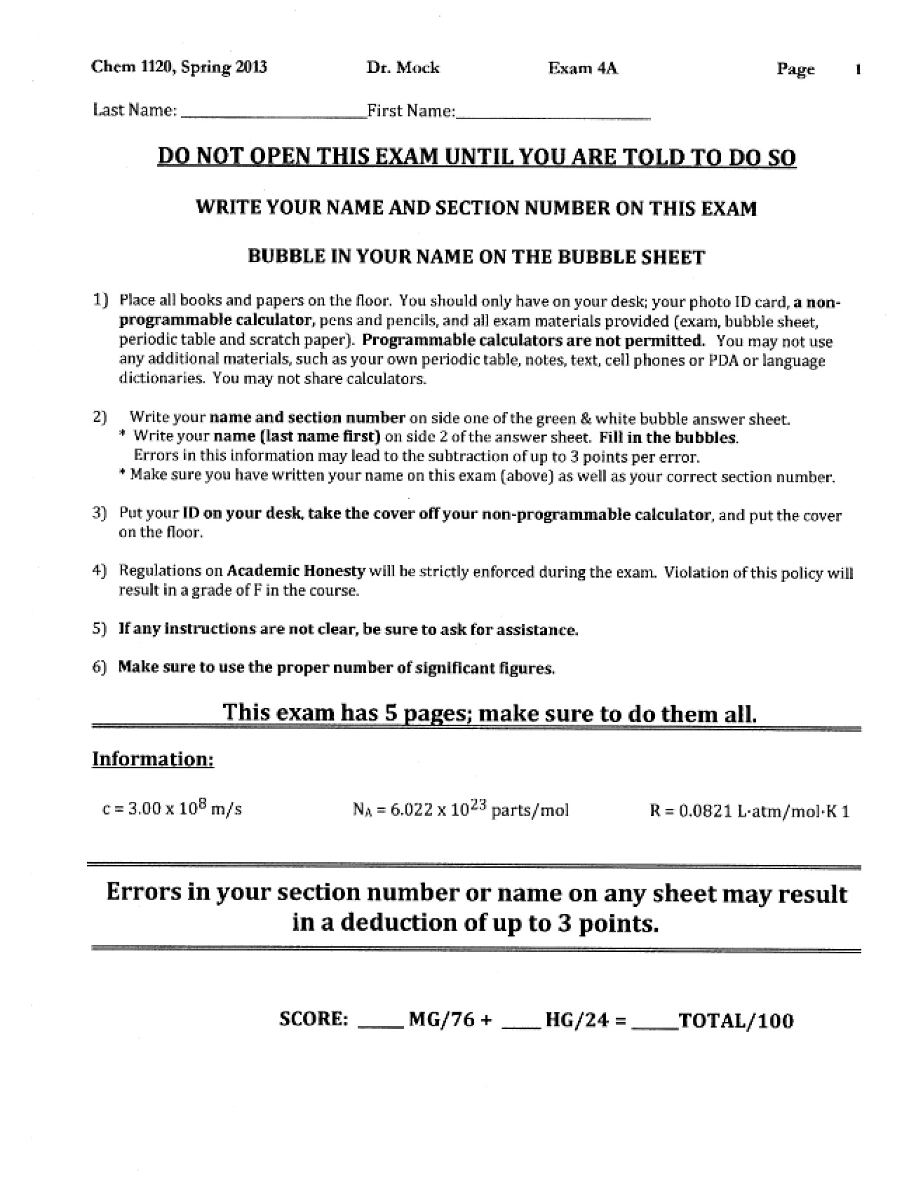 Fourth Examination Health Science Chemistry