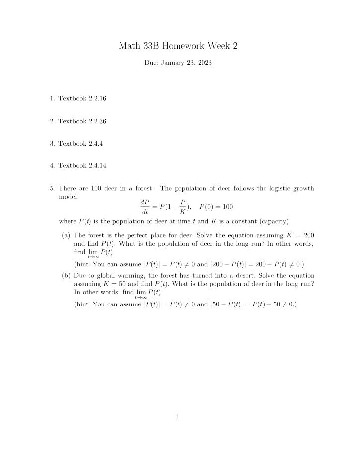 MATH33B - Week 2 Homework Solutions
