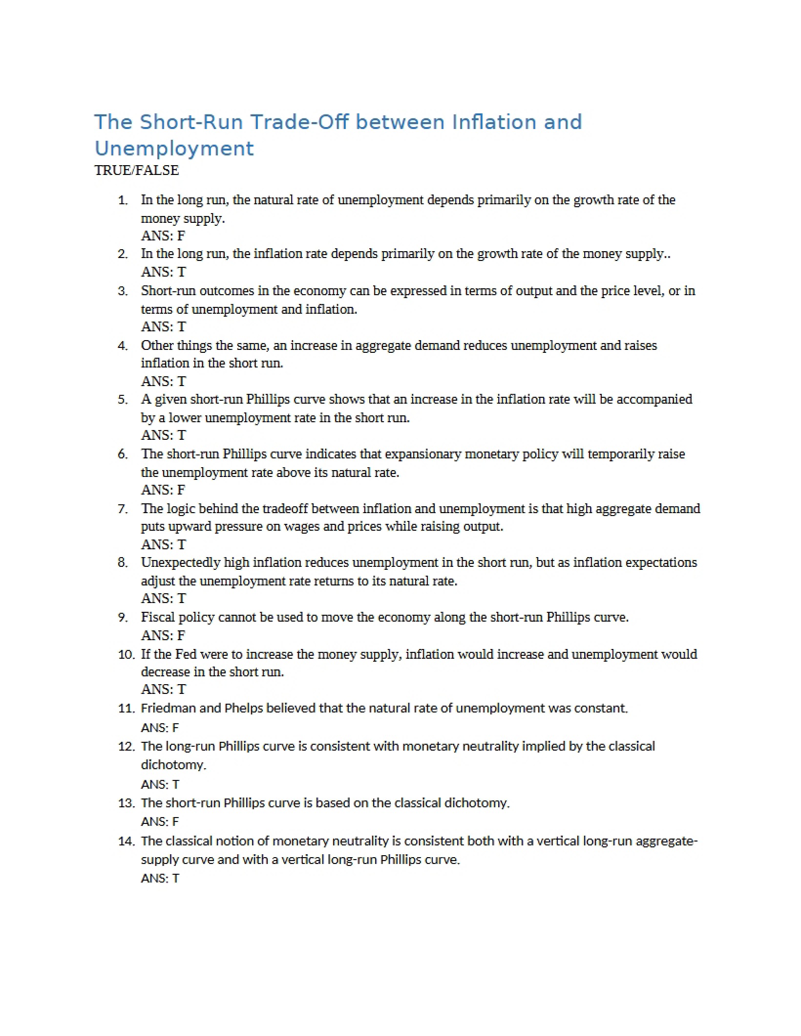 Macroeconomics Study Guide