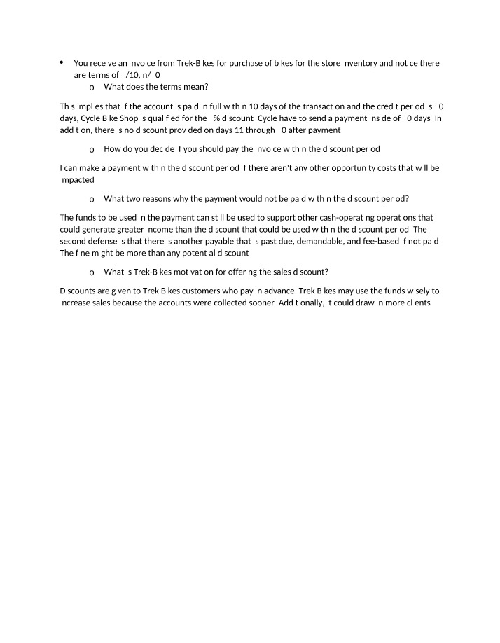Invoice Payment Discount Analysis for Trek-Bikes