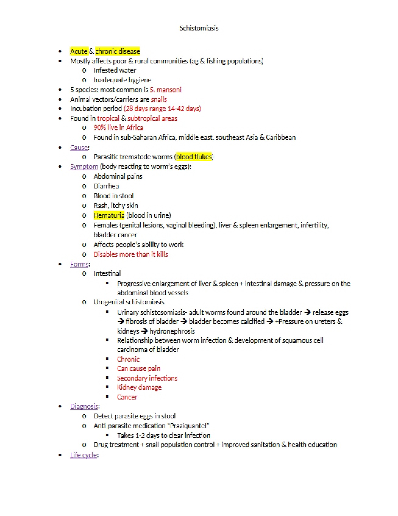 Schistosomiasis Infection