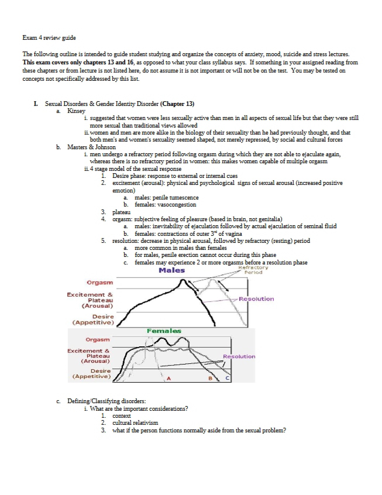 Abnormal Psychology Fourth Exam Study Guide