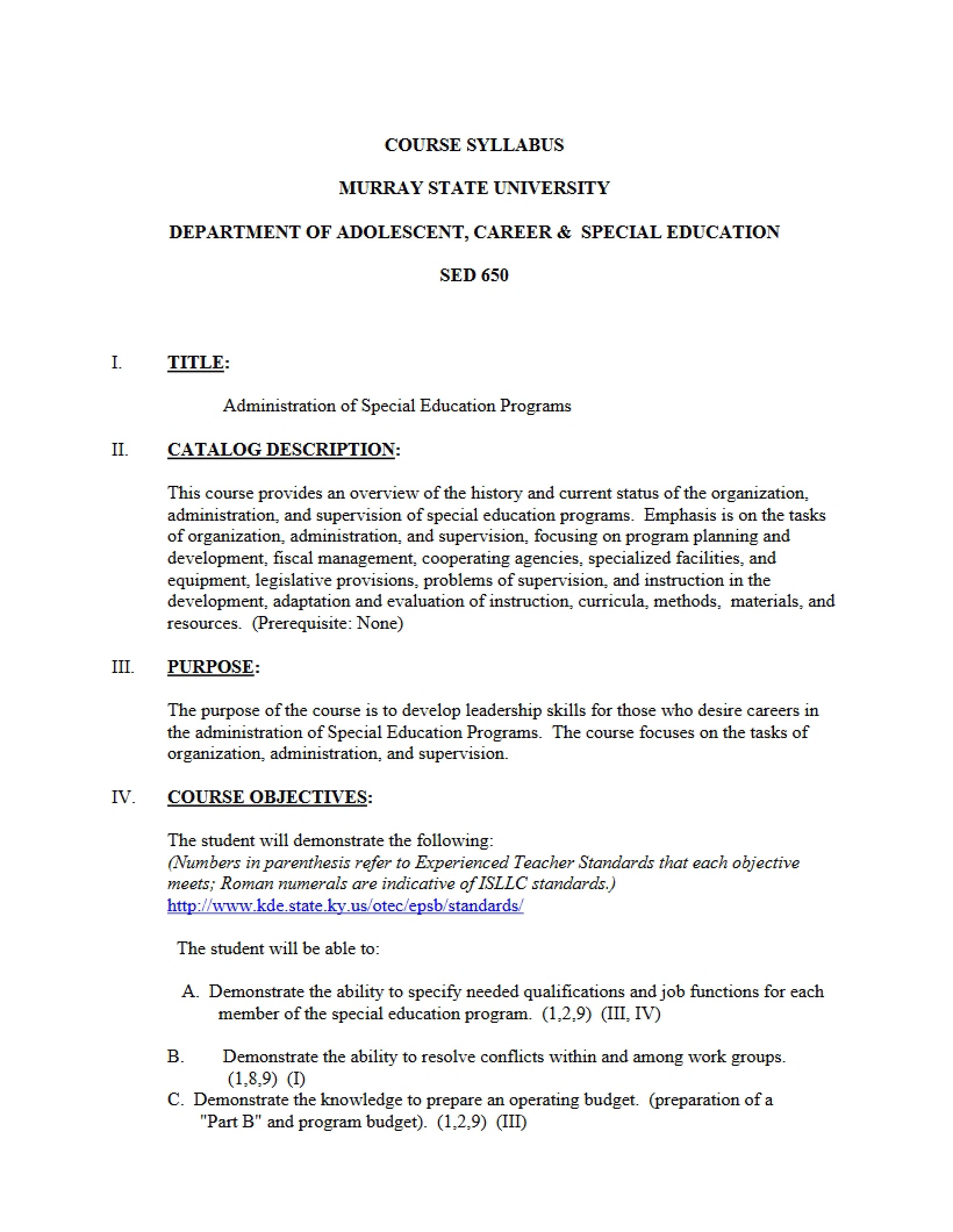 Syllabus - 3 Pages