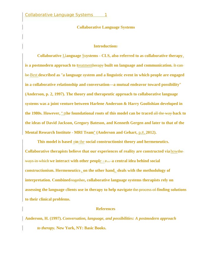 Collaborative Language Systems - A Postmodern Approach
