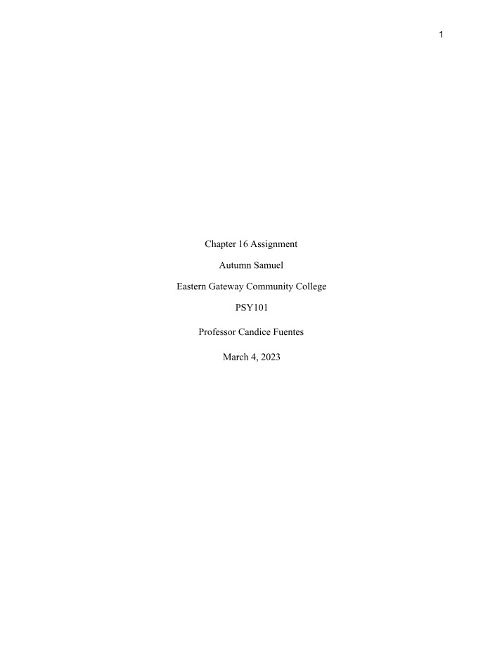 Assignment for Chapter 16