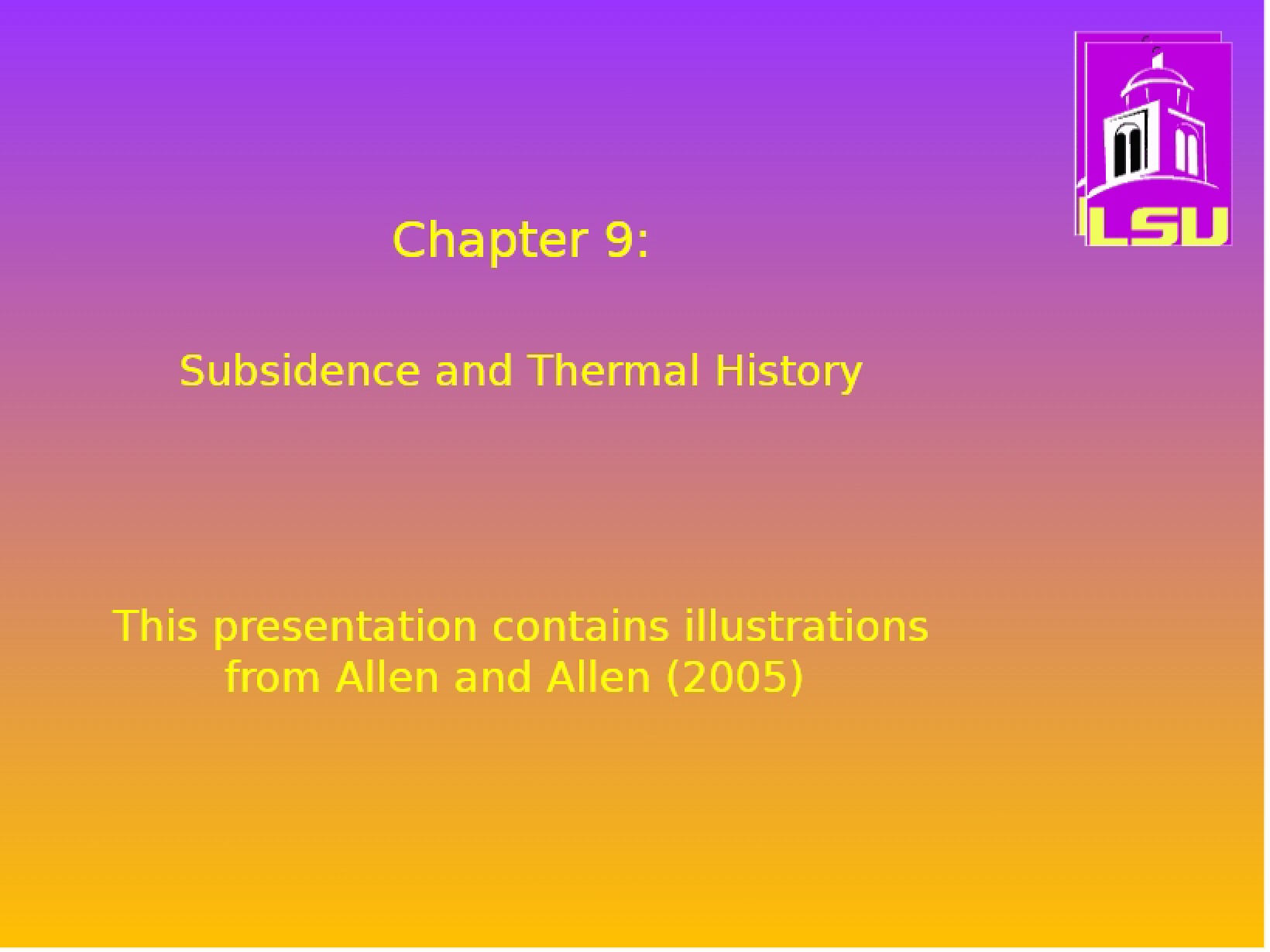 Subsidence & Thermal History