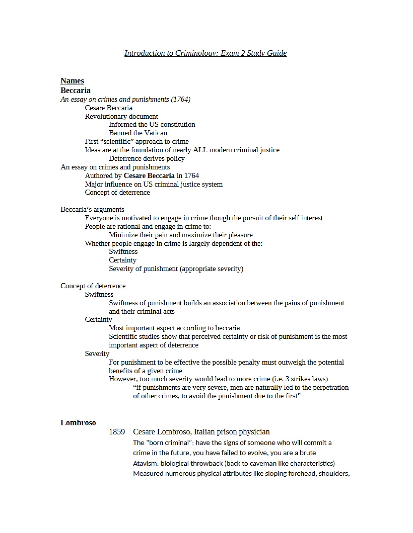 Criminology Midterm Second Assessment Guide