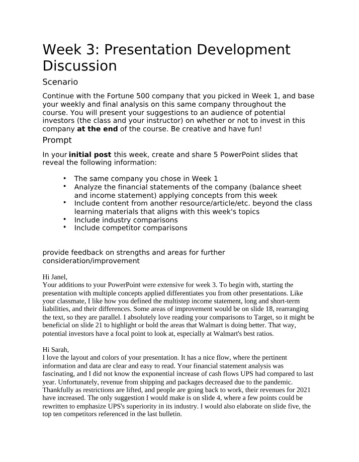 Financial Statements Analysis and Competitor Comparison