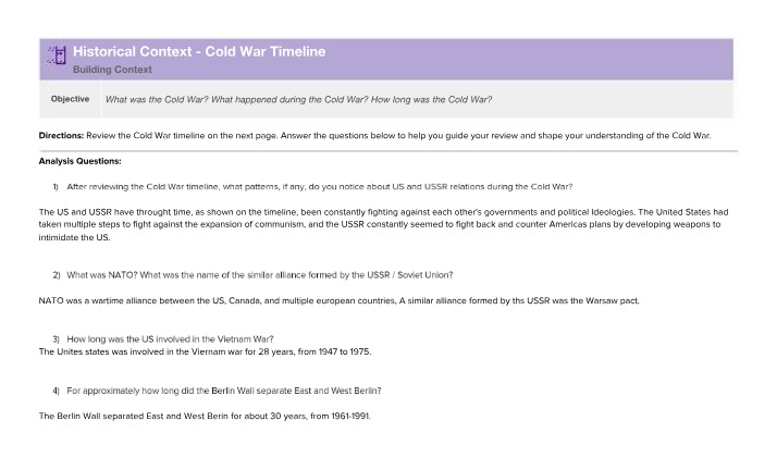 Cold War Timeline - Historical Context