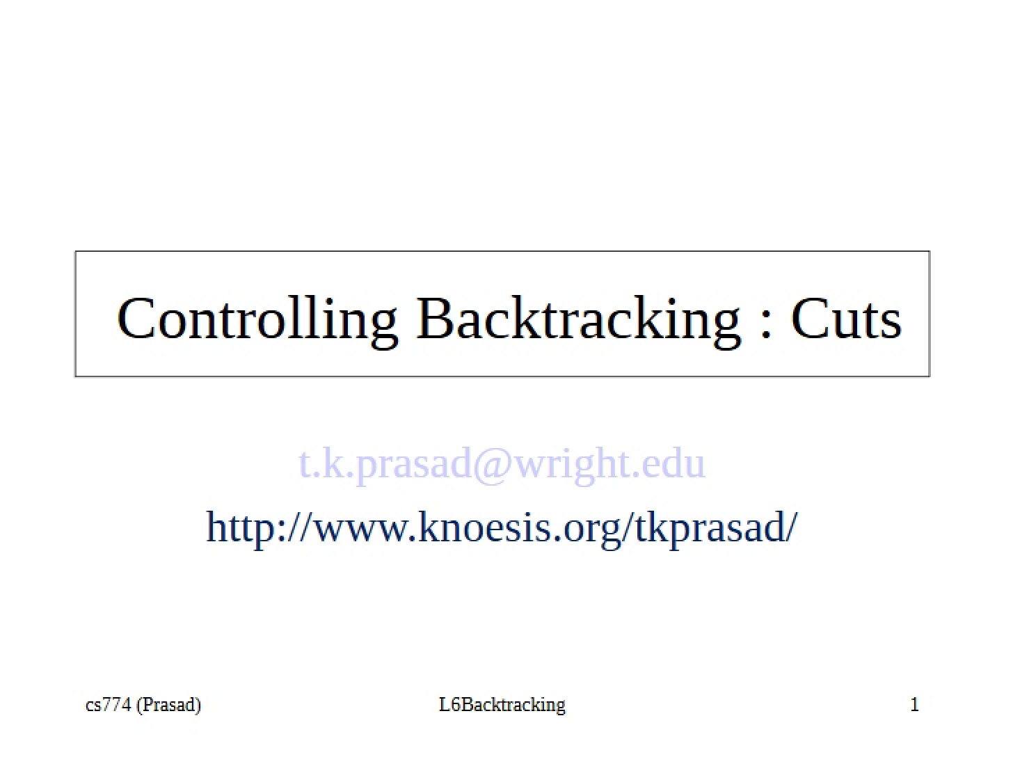 Cuts Backtracking Control