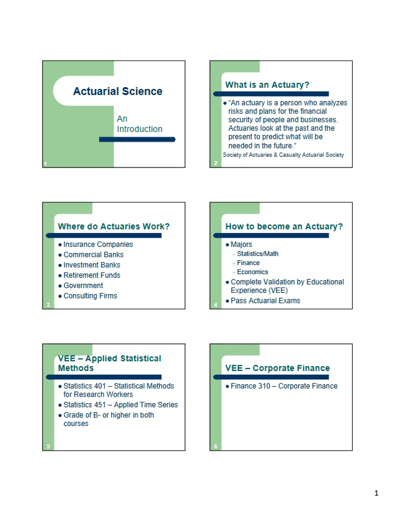 Guide to the Profession of Actuarial Science