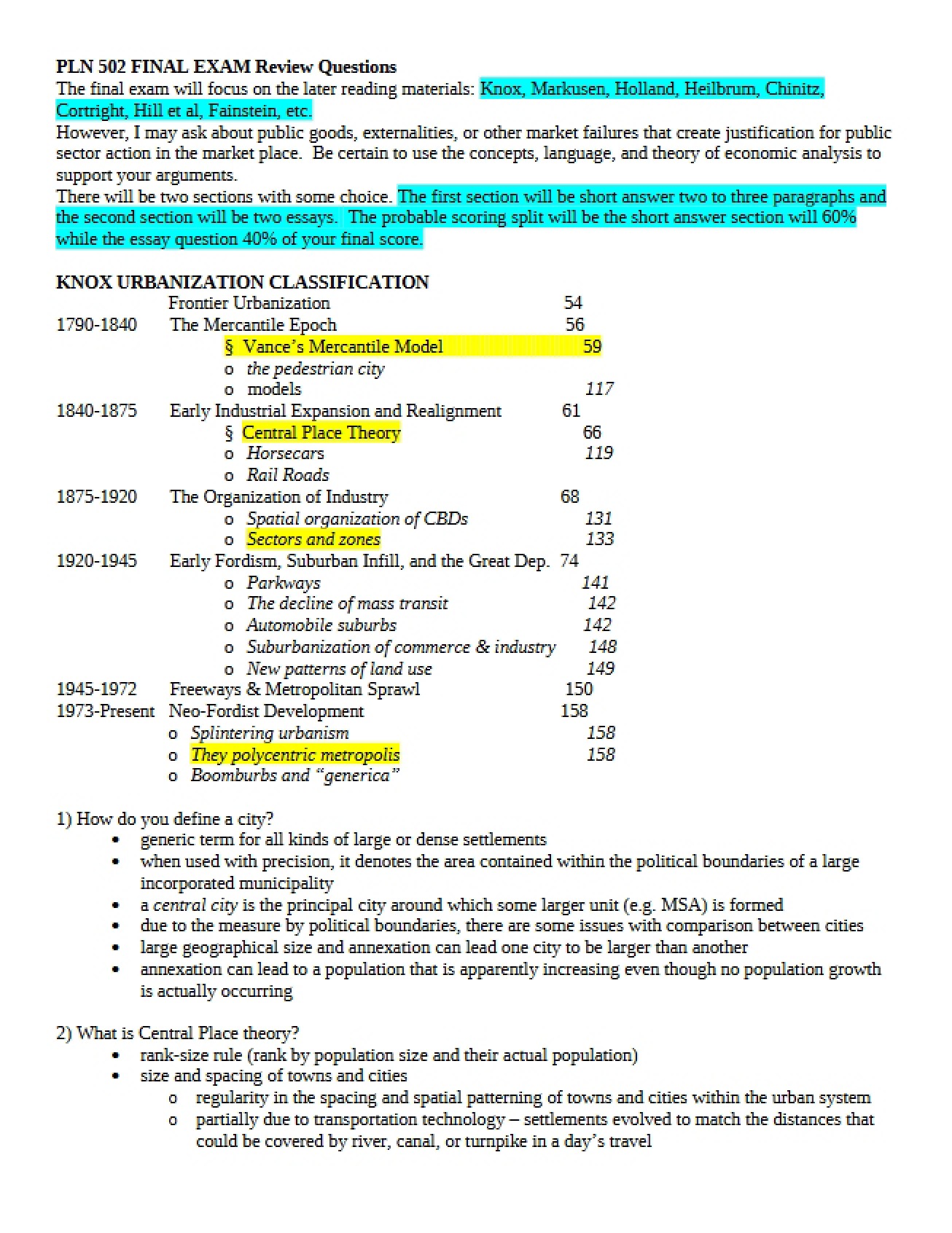 Questions for Final Exam Review