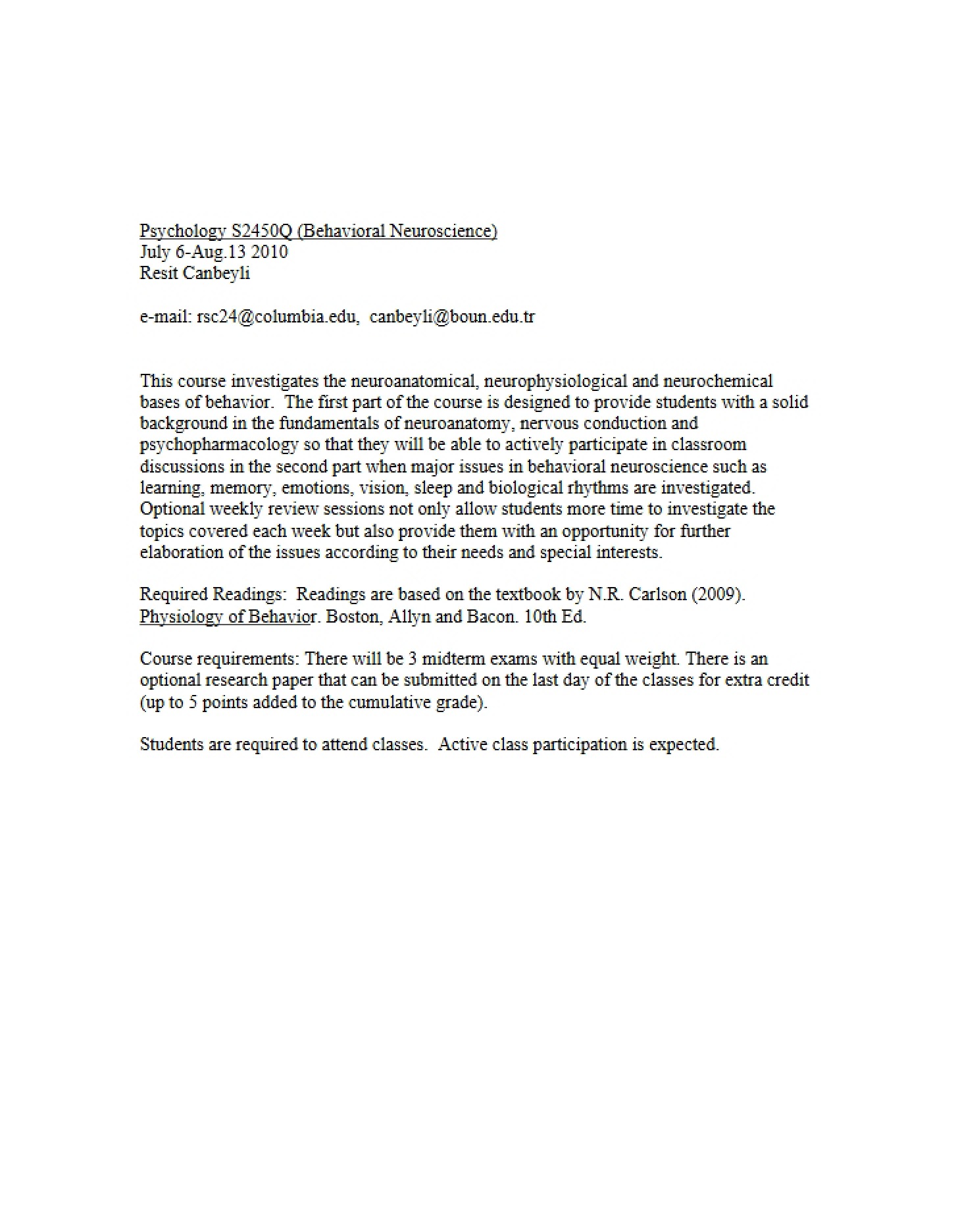 Course Requirements
