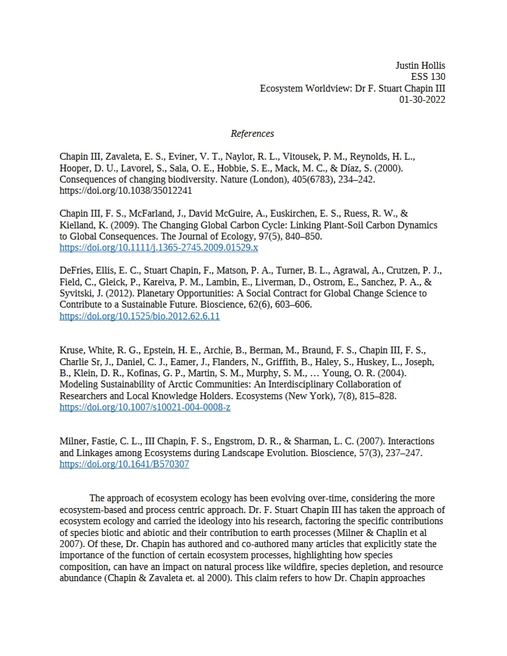 Worldview of Ecosystem Scientists