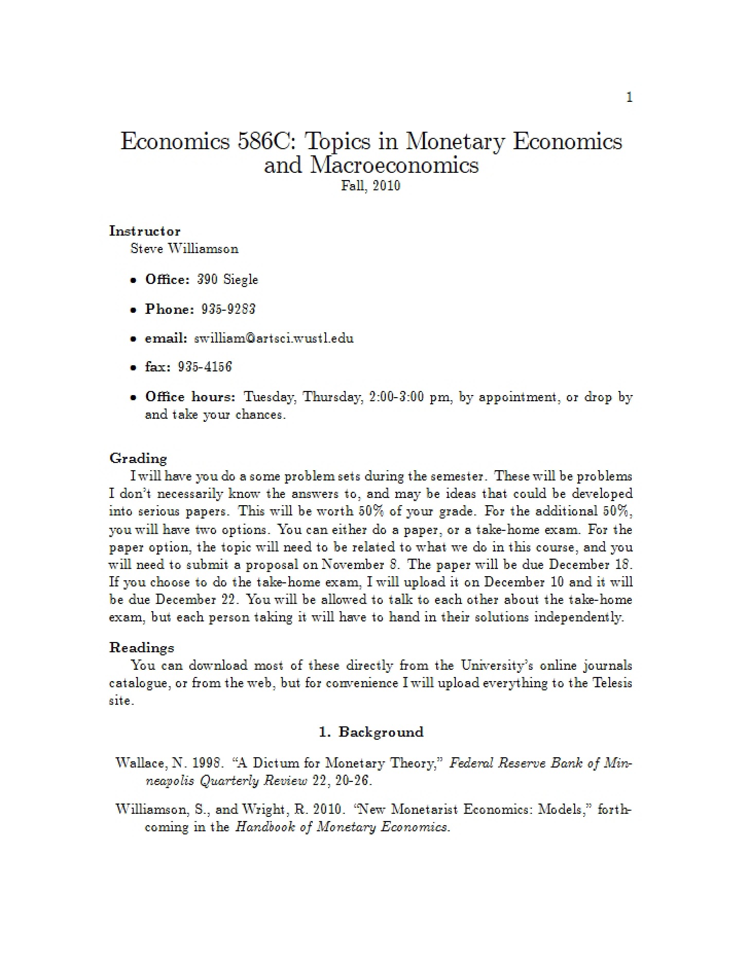 Course Outline and Policies