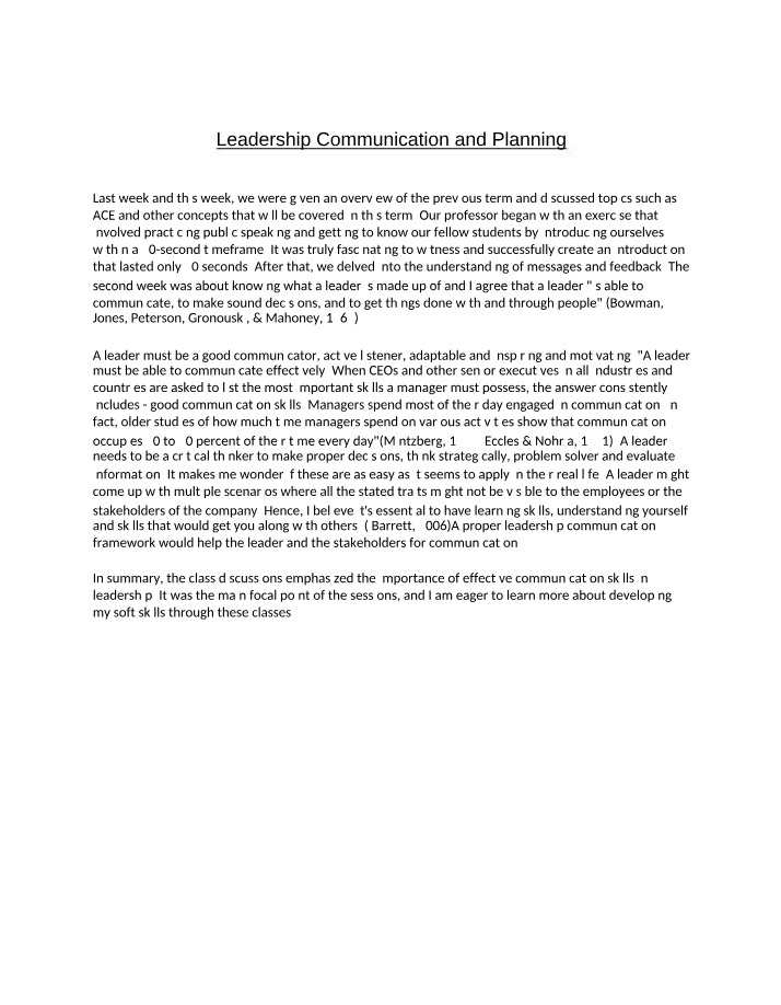 Planning and Leadership Communication