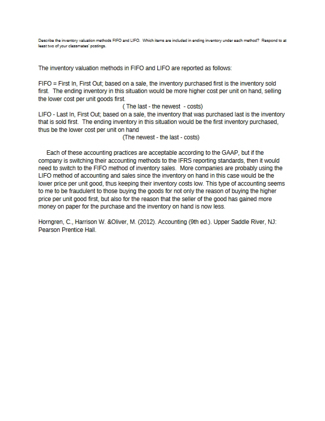 LIFO and FIFO Accounting