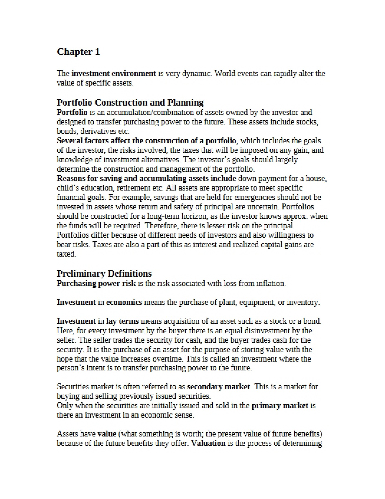 Environment for Investments