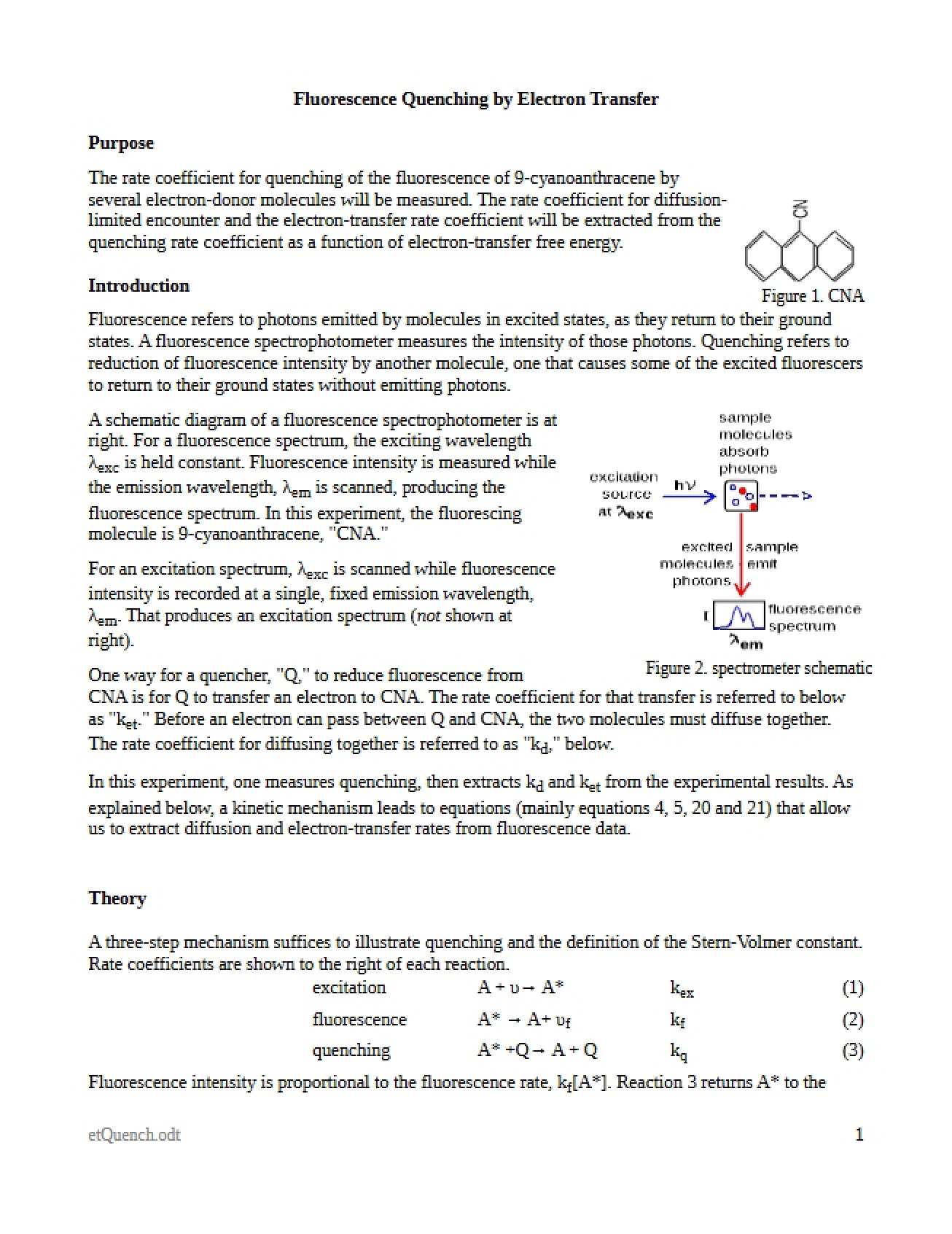 Electron Transfer Fluorescence Quenching