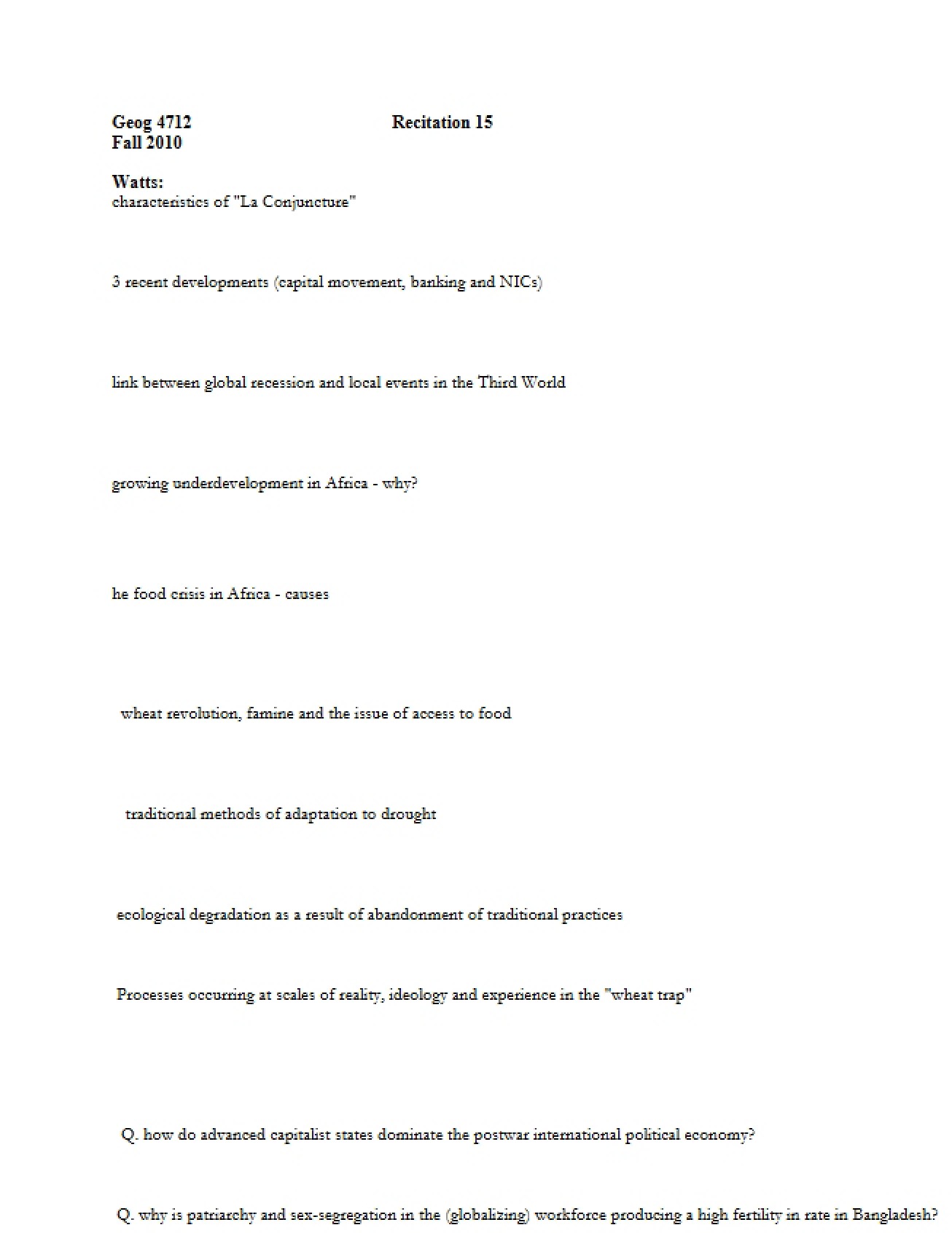 Fifteenth Recitation