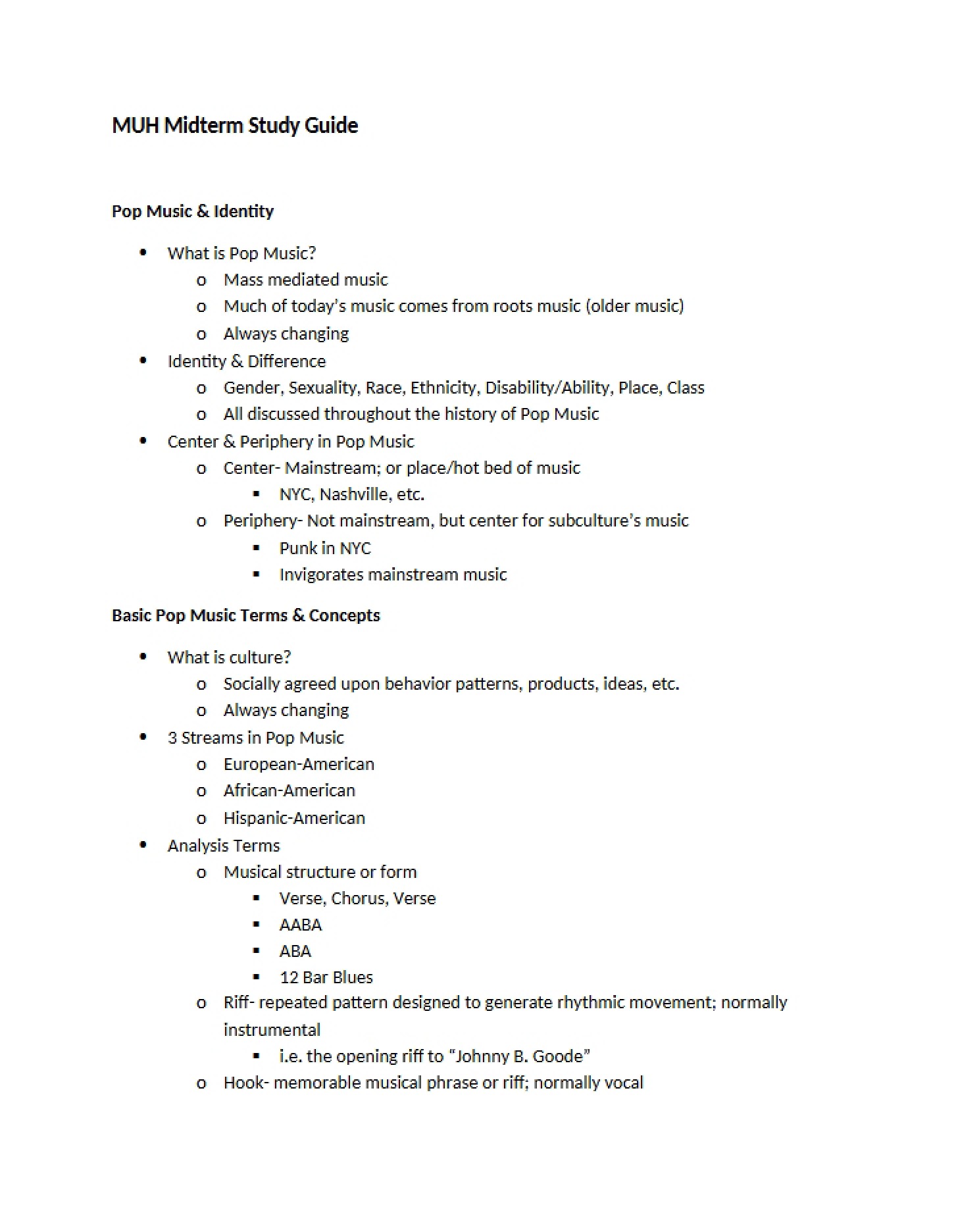 Midterm Prep Guide