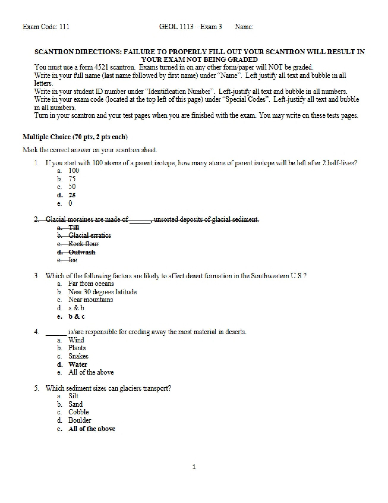 Third Test for General Geology