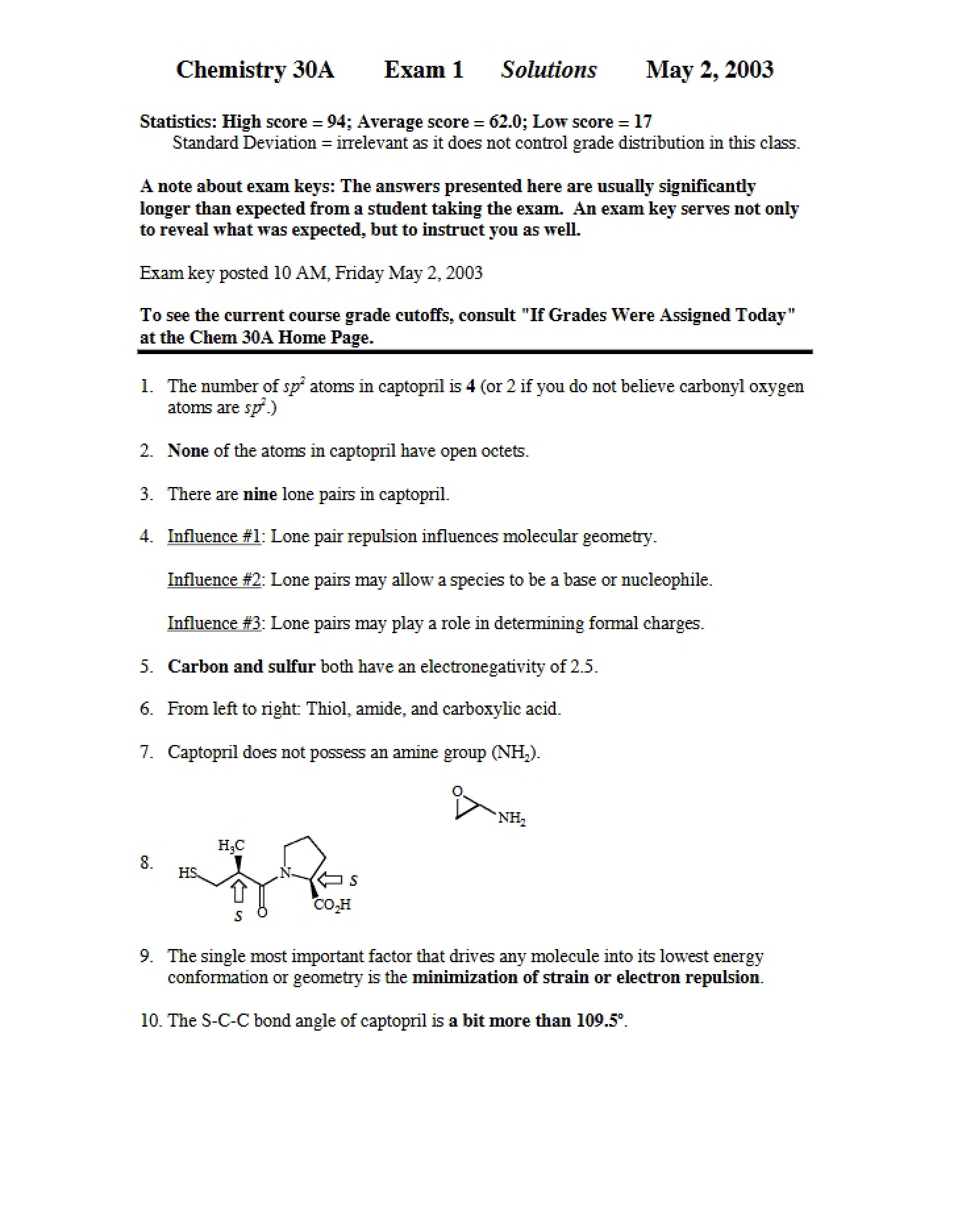 Key Exam 01 (30A Spring 03)
