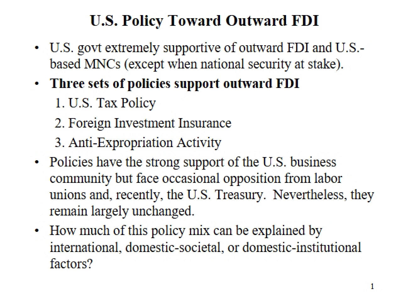 US Regulations on Foreign Direct Investment