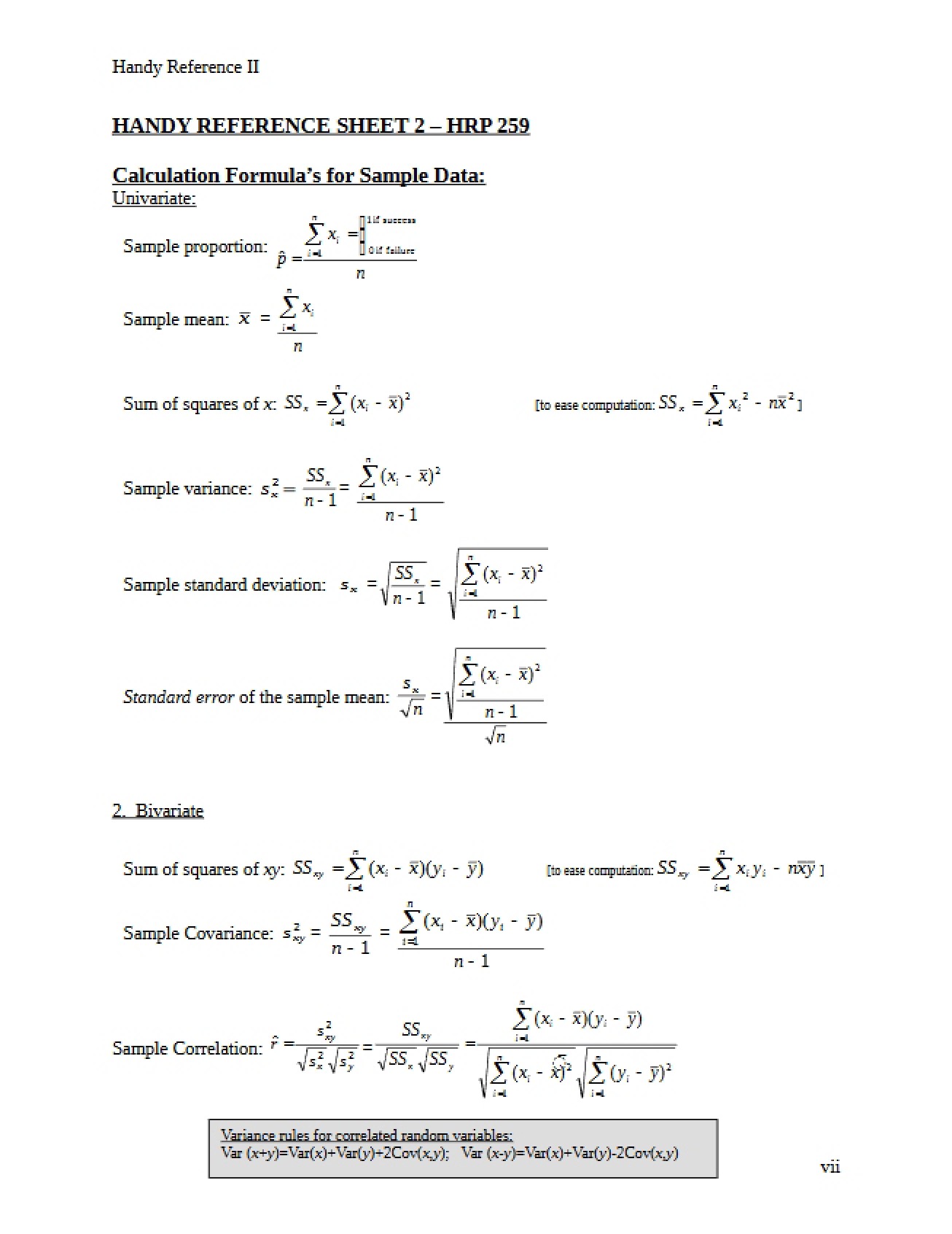 Lecture Materials for Intro to Probability and Statistics for Epidemiology