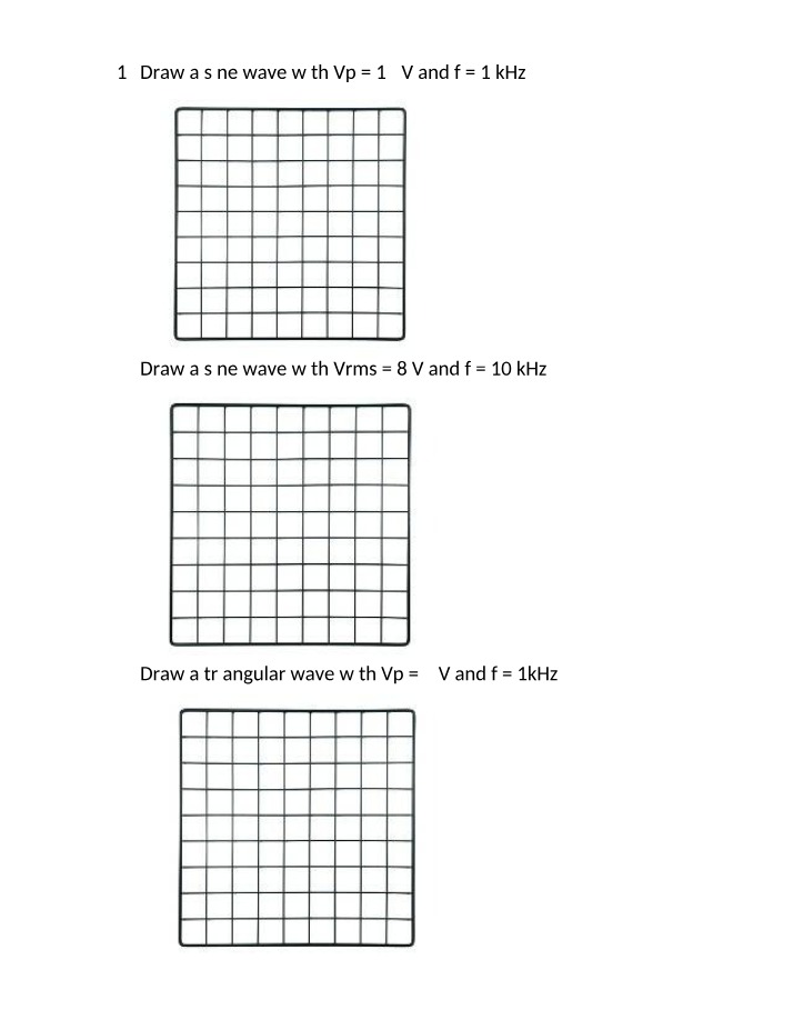 Worksheet on AC Waveforms