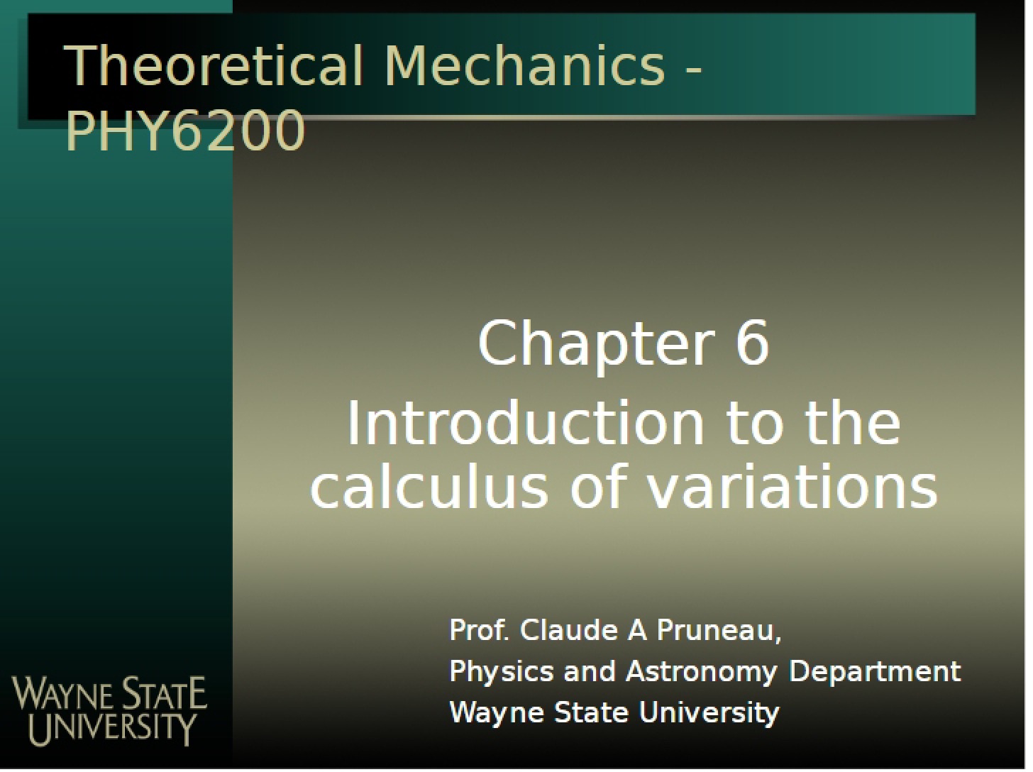 Calculus of Variations Intro